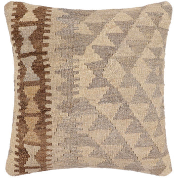 handmade Traditional Pillow Beige Tan Hand-Woven SQUARE 100% WOOL Hand woven turkish pillow2' x 2'